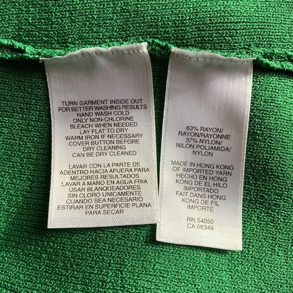 Anne Klein Asymmetrical Scoop Neck Sweater Cardigan Shirt LS Kelly Green - Picture 8 of 8